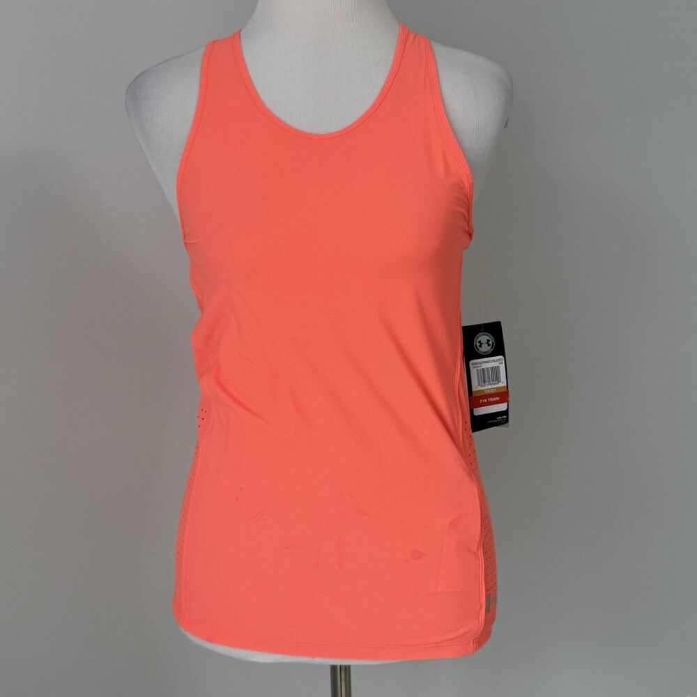 Under Armour Fitted Couple Ajustee Tank Top Womens Small Orange Yoga Running